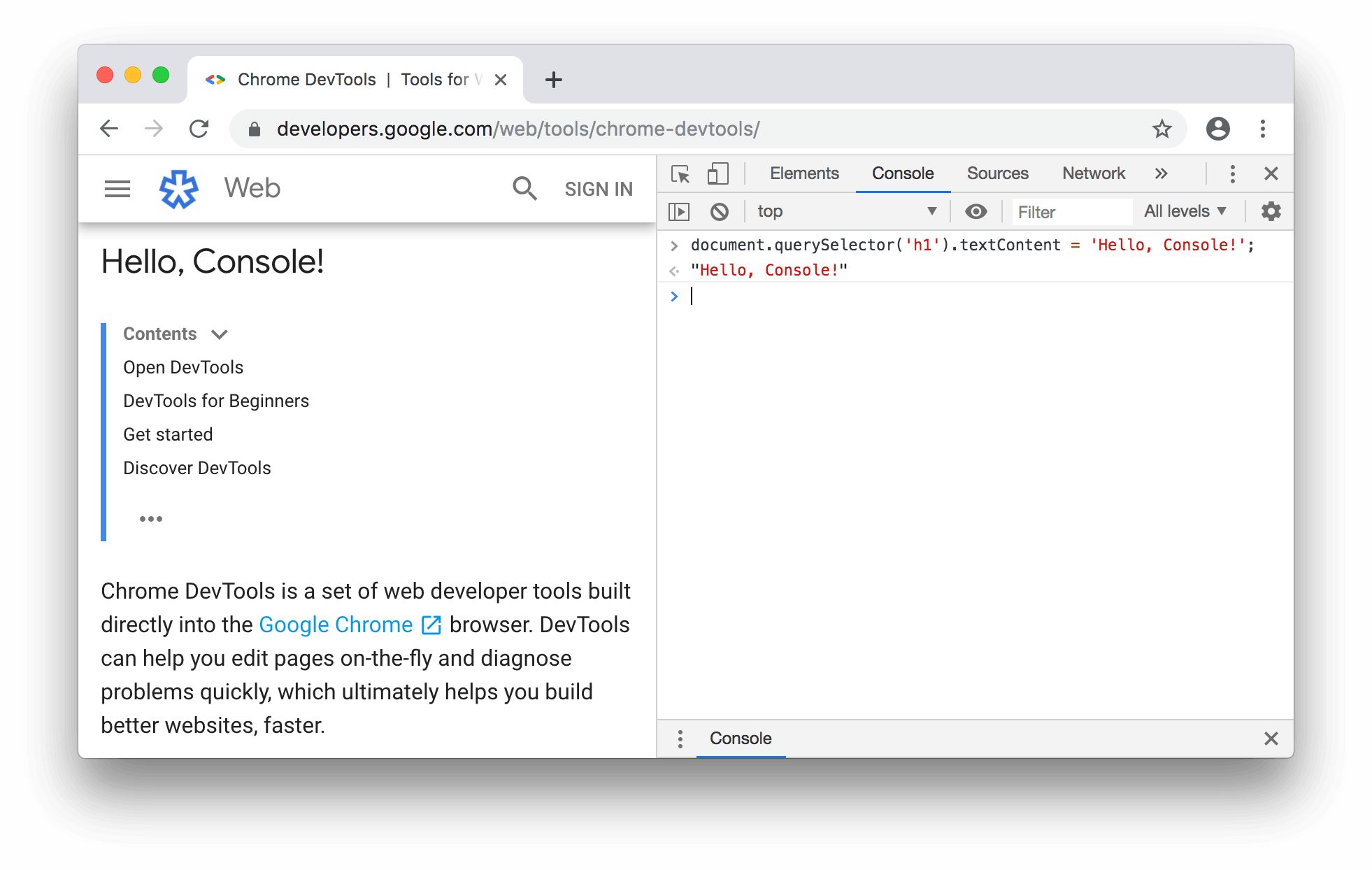 bring up chrome code for mac
